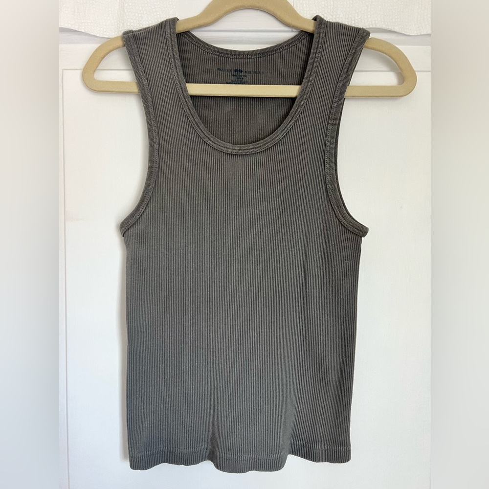 Brandy Melville Gray Ribbed Fitted Tank Top